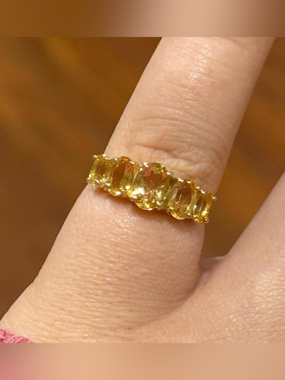 Citrine Gemstone Half Eternity Ring 925 Sterling Silver Ring sz 7